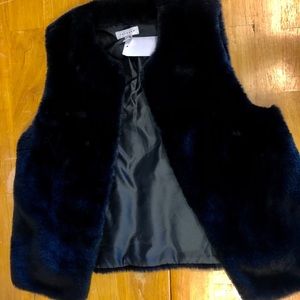 New Black Faux Fur Vest By Top Shop